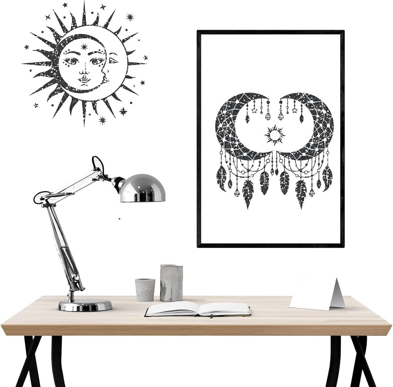9-Pack Large Sun & Moon Mandala Stencils – Reusable Celestial Painting Templates with Butterfly, Flower, Tree Designs for DIY Crafts on Wood, Walls, Furniture & Home Decor